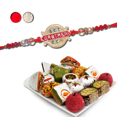 "Rakhi - FR- 8560 A (Single Rakhi), 500gms Kaju Assorted Sweets - Click here to View more details about this Product